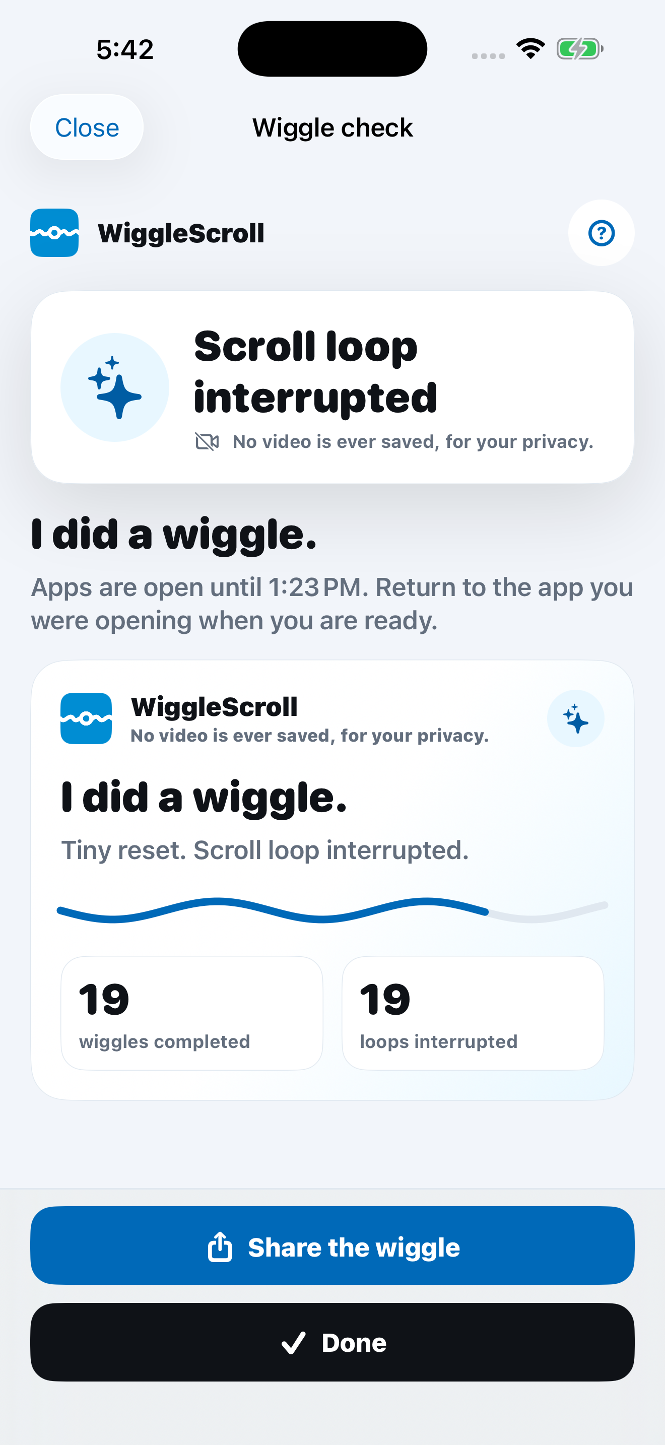 Successful WiggleScroll movement check